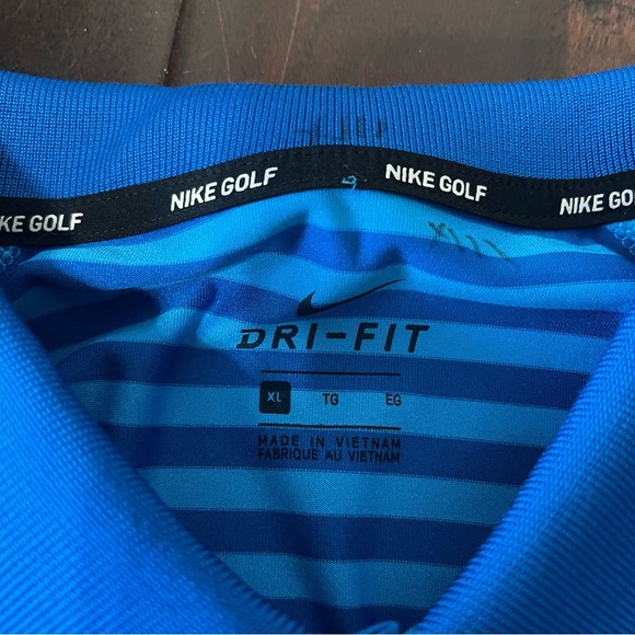 Nike Golf Polo Men’s XL Blue Stripes Dri-Fit - Picture 3 of 7